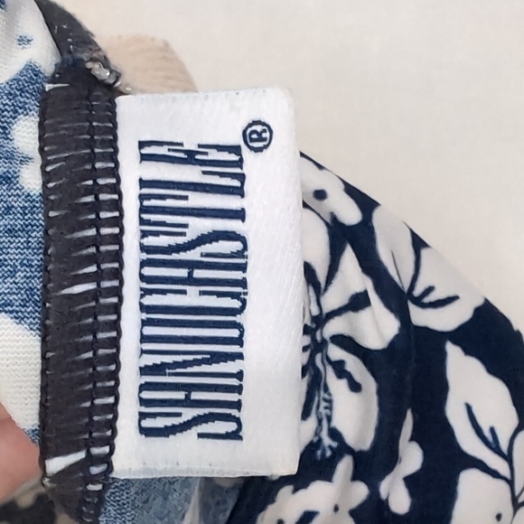 Vintage Sandcastle Navy White Floral Tankini Swim Top Size Small - Picture 2 of 3